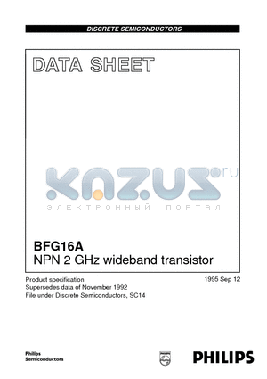 BFG16 datasheet - NPN 2 GHz wideband transistor