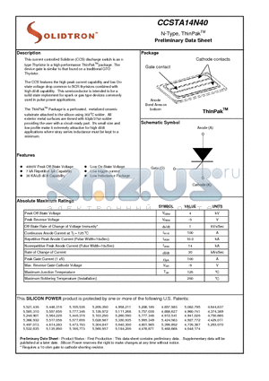 CCSTA14N40 datasheet - N-Type, ThinPak