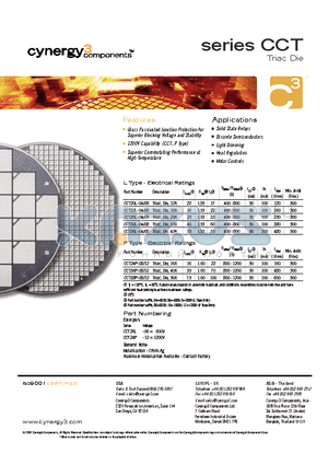 CCT datasheet - Triac Die Glass Passivated Junction Protection for Superior Blocking Voltage and Stability