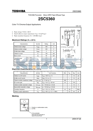 2SC5360 datasheet - NPN TRIPLE DIFFUSED TYPE (COLOR TV CHROM OUTPUT APPLICATIONS)