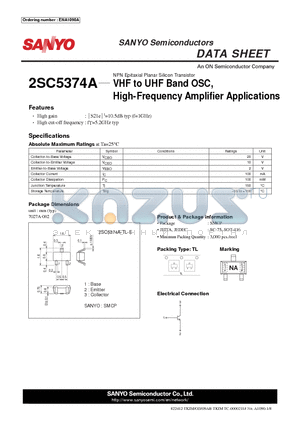 2SC5374A_12 datasheet - VHF to UHF Band OSC, High-Frequency Amplifi er Applications