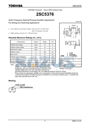 2SC5376_07 datasheet - Silicon NPN Epitaxial Type Audio Frequency General Purpose Amplifier Applications