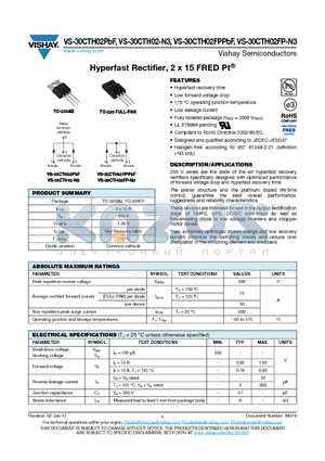 20CTH03FP-N3 datasheet - Hyperfast Rectifier, 2 x 15 FRED Pt^