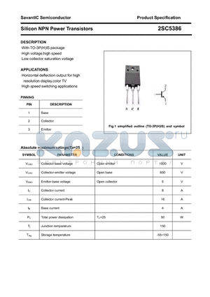 2SC5386 datasheet - Silicon NPN Power Transistors