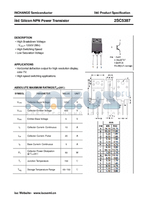 2SC5387 datasheet - isc Silicon NPN Power Transistor