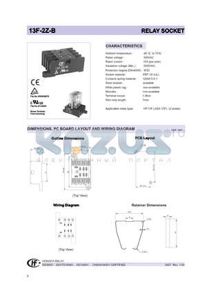 13F-2Z-B datasheet - RELAY SOCKET