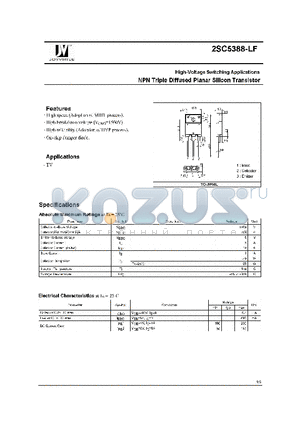 2SC5388-LF datasheet - High-Voltage Switching Applications NPN Triple Diffused Planar Silicon Transistor