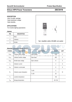 2SC5416 datasheet - Silicon NPN Power Transistors