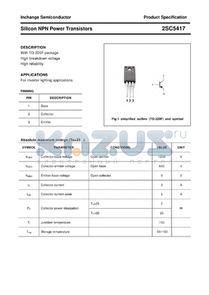 2SC5417 datasheet - Silicon NPN Power Transistors