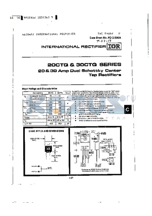 20CTQ datasheet - AMP DUAL SCHOTTKY CENTER TAP RECTIFIERS