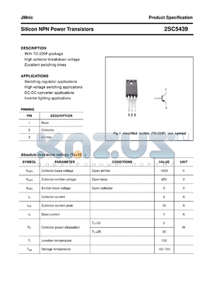 2SC5439 datasheet - Silicon NPN Power Transistors