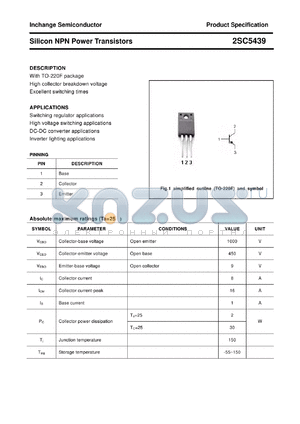 2SC5439 datasheet - Silicon NPN Power Transistors