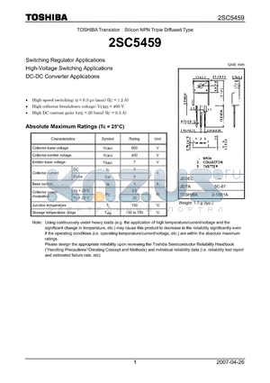 2SC5459_07 datasheet - Silicon NPN Triple Diffused Type