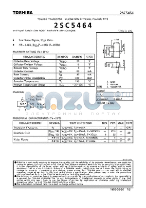 2SC5464 datasheet - NPN EPITAXIAL PLANAR TYPE (VHF~UHF BAND LOW NOISE AMPLIFIER APPLICATIONS)