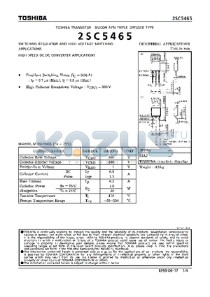 2SC5465 datasheet - SWITCHING REGULATOR AND HIGH VOLTAGE SWITCHING APPLICATIONS
