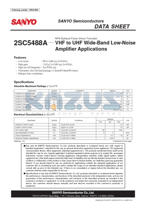 2SC5488A datasheet - VHF to UHF Wide-Band Low-Noise Amplifier Applications