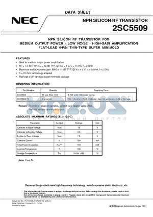 2SC5509 datasheet - NPN SILICON RF TRANSISTOR