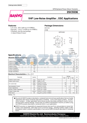 2SC5536 datasheet - VHF Low-Noise Amplifier , OSC Applications