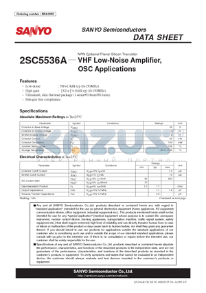 2SC5536A datasheet - VHF Low-Noise Amplifier, OSC Applications