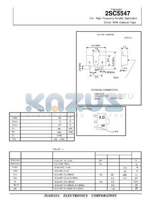 2SC5547 datasheet - For High Frequency Amplify Application Silicon NPN Epitaxial Type