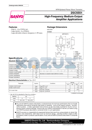 2SC5551 datasheet - High-Frequency Medium-Output Amplifier Applications