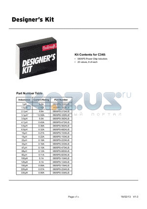 0805PS-682KLB datasheet - 0805PS Power Chip Inductors 20 values, 6 of each