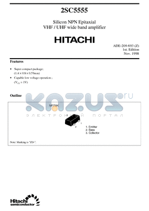 2SC5555 datasheet - Silicon NPN Epitaxial VHF / UHF wide band amplifier