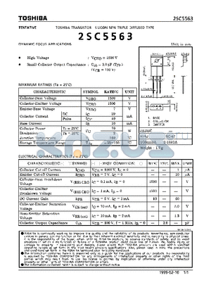 2SC5563 datasheet - NPN TRIPLE KIFFUSED TYPE (DYNAMIC FOCUS APPLICATIONS)