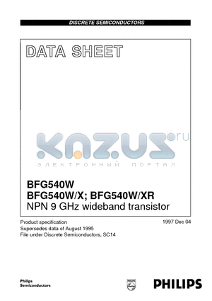 BFG540W/XR datasheet - NPN 9 GHz wideband transistor