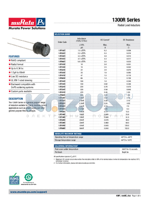 13R155C datasheet - Radial Lead Inductors