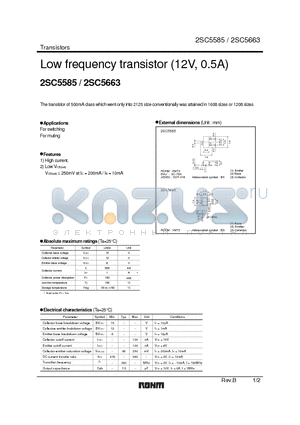 2SC5585 datasheet - Low frequency transistor (12V, 0.5A)