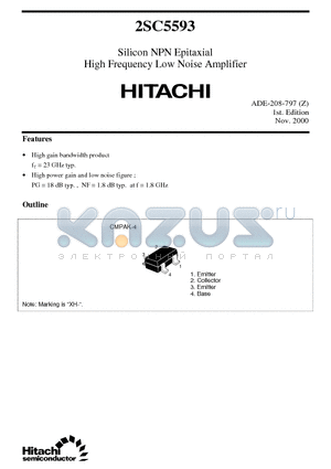 2SC5593 datasheet - Silicon NPN Epitaxial High Frequency Low Noise Amplifier