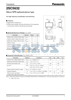 2SC5632 datasheet - Silicon NPN epitaxial planar type