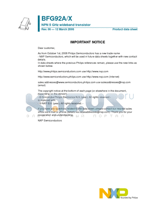 BFG92A datasheet - NPN 5 GHz wideband transistor