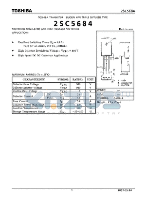 2SC5684 datasheet - SWITCHING REGULATOR AND HIGH VOLTAGE SWITCHING APPLICATIONS