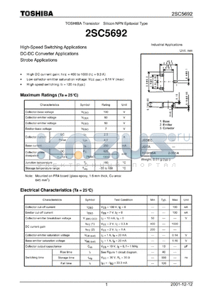 2SC5692 datasheet - High-Speed Switching Applications DC-DC Converter Applications Strobe Applications
