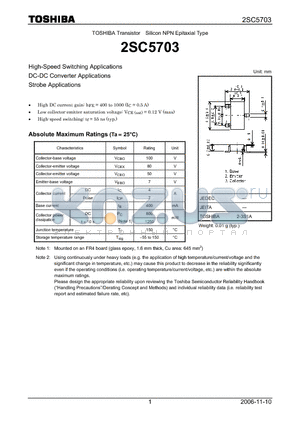 2SC5703 datasheet - Silicon NPN Epitaxial Type High-Speed Switching Applications