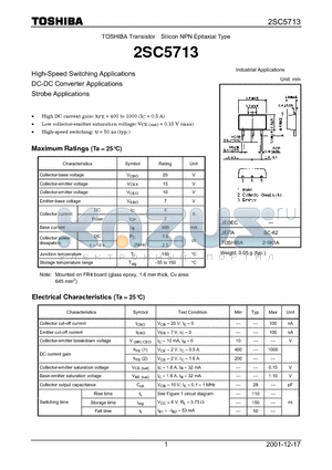 2SC5713 datasheet - TOSHIBA Transistor Silicon NPN Epitaxial Type