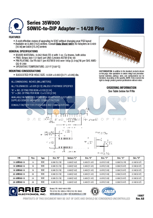 14-35W000-10 datasheet - SOWIC-to-DIP Adapter - 14/28 Pins