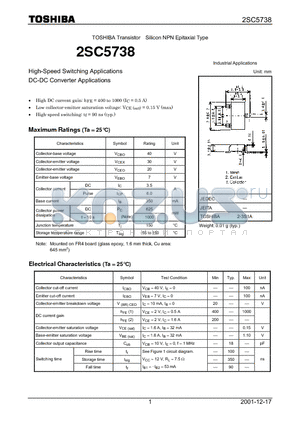 2SC5738 datasheet - High-Speed Switching Applications DC-DC Converter Applications