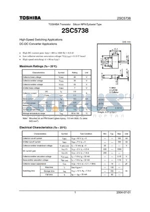 2SC5738 datasheet - High-Speed Switching Applications