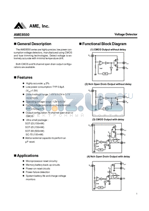 AME8550BEEVC290L datasheet - Voltage Detector
