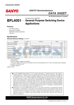 BFL4001 datasheet - N-Channel Silicon MOSFET General-Purpose Switching Device Applications