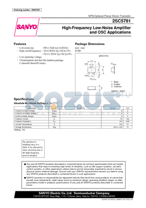 2SC5781 datasheet - High-Frequency Low-Noise Amplifier and OSC Applications