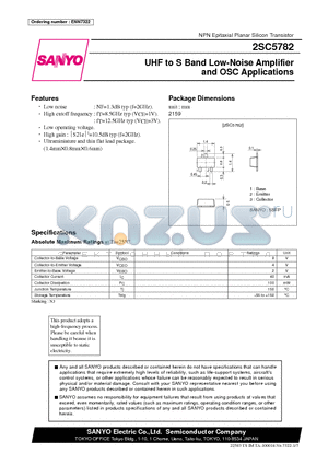 2SC5782 datasheet - UHF to S Band Low-Noise Amplifier and OSC Applications