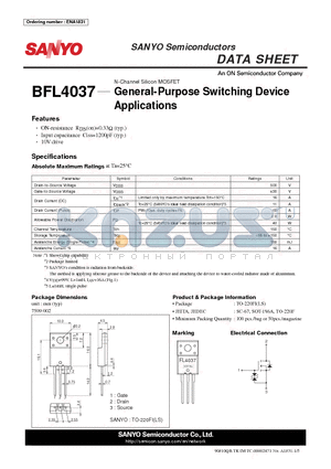 BFL4037 datasheet - N-Channel Silicon MOSFET General-Purpose Switching Device Applications