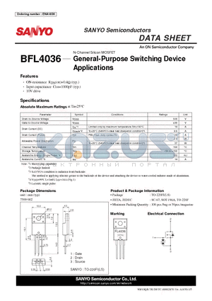 BFL4036 datasheet - N-Channel Silicon MOSFET General-Purpose Switching Device Applications