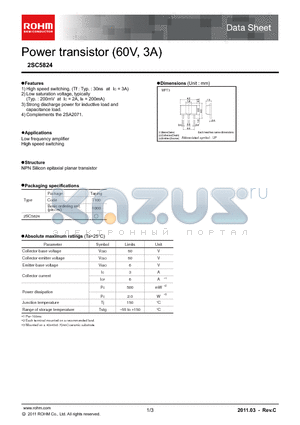 2SC5824 datasheet - Power transistor (60V, 3A)