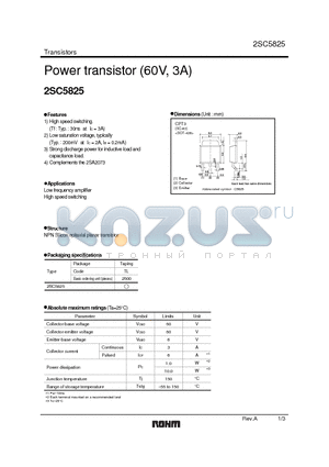 2SC5825 datasheet - Power transistor (60V, 3A)