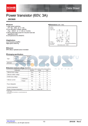 2SC5825 datasheet - Power transistor (60V, 3A)